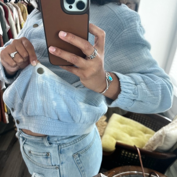 Universal thread, blue, tie-dye, bomber button up - Picture 3 of 5